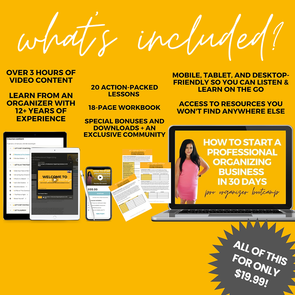 steps to start a professional organizing business