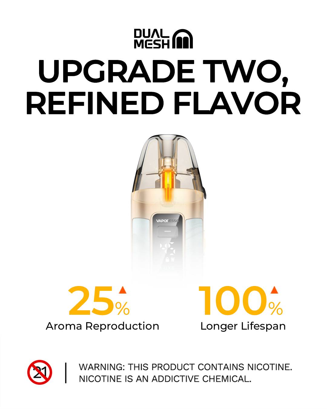 Vaporesso Luxe X3 dual mesh coil for improved flavour and longer lifespan