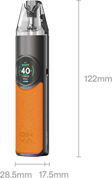 OXVA NeXLIM pod kit dimensions 122mm height 28.5mm width 17.5mm depth