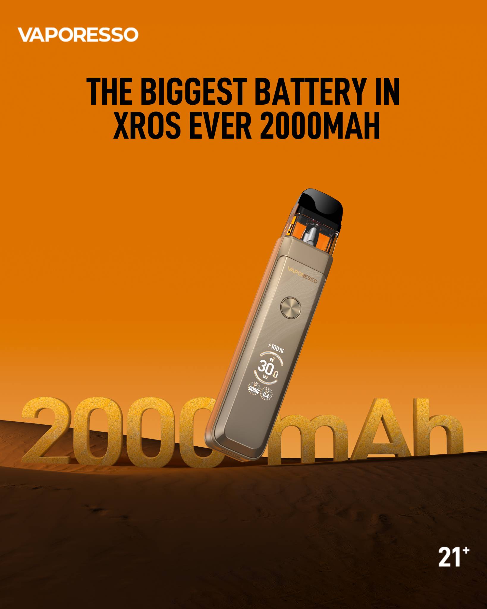 Vaporesso Xros Pro 2 2000mAh battery — biggest battery in XROS series