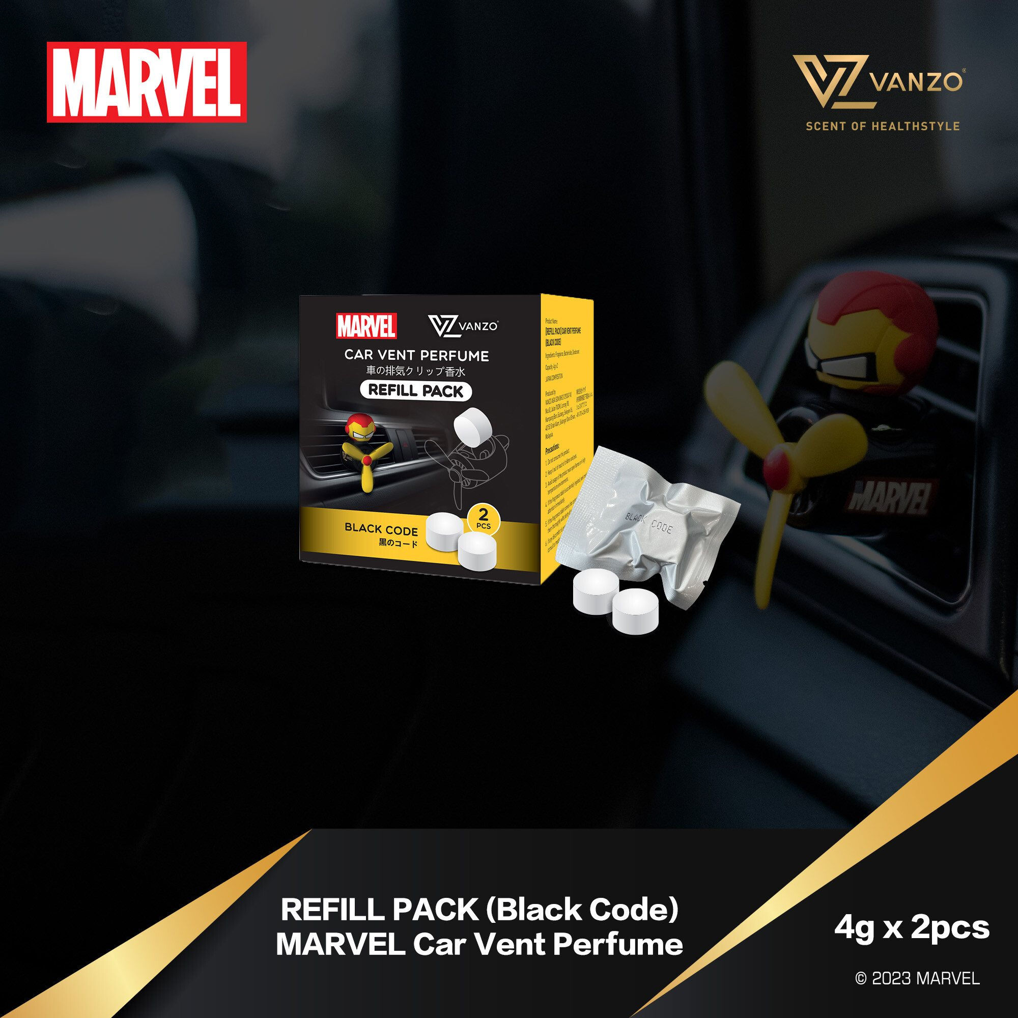 Marvel Car Vent Perfume Refill Pack Black Code