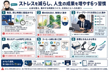 ストレスを減らし、人生の成果を増やす6つの習慣