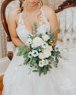 DUSY BLUE AND EUCALYPTUS WEDDING BOUQUET