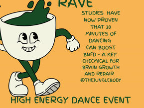 dancing and smiling at Espresso Rave, a sober daytime dance event in Dublin, with coffee, colourful lighting and high-energy atmosphere.
