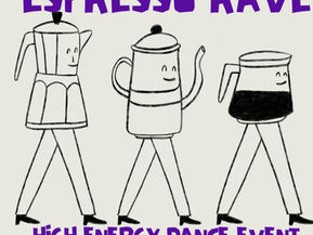 Dancing sober coffee cups at espresso rave.