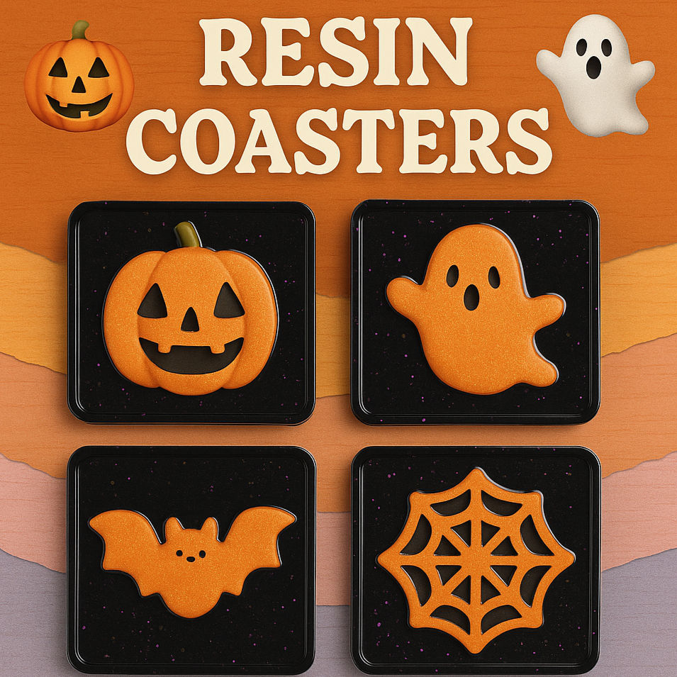 Resin Coasters with Spooky Inclusions