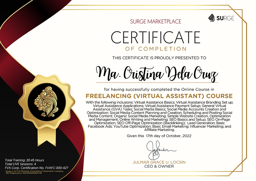 SurgeGoldCertificate_Dela Cruz