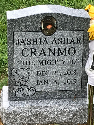 Memorial 3 (Cranmo) Children Baby Infant Monument Grave Stone with Teddy Bear Engraving in Grey Granite Gray Granite with Photo
