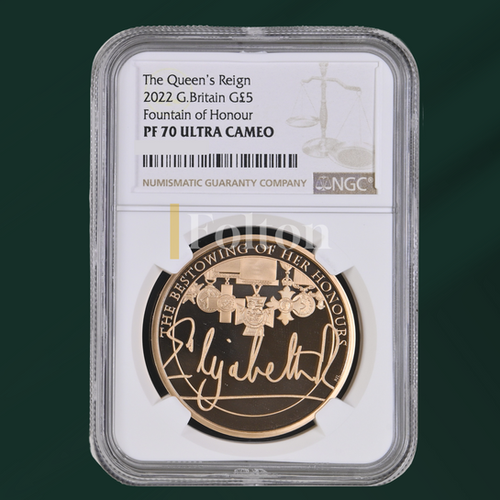 2022 £5 Honours and Investitiures Proof PF70 ULTRA CAMEO | Folton