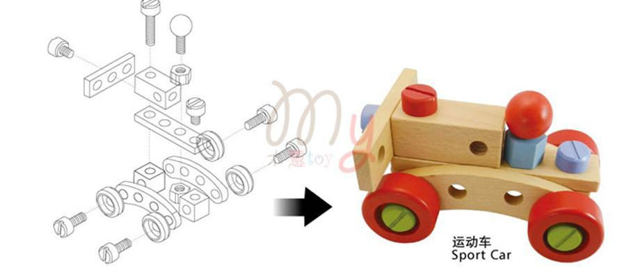 Miniatura: Juego Mecano De Madera Para Armar Y Desarmar