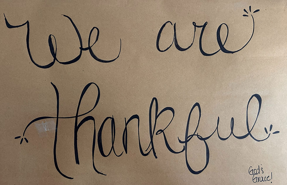 We hung this sign on our door for visitors to write down what they are thankful for! It'll be full by the end of the day!