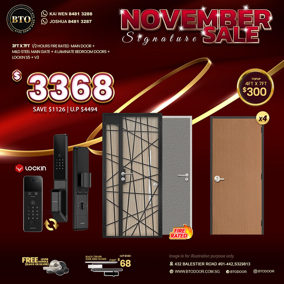 Mild Steel Main Gate+Main Door+04 x Laminate Bedroom Door+Lockin S5 + V3