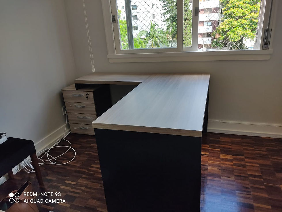 Miniatura: Mesa para escritório em L com 4 gavetas Linha 40mm