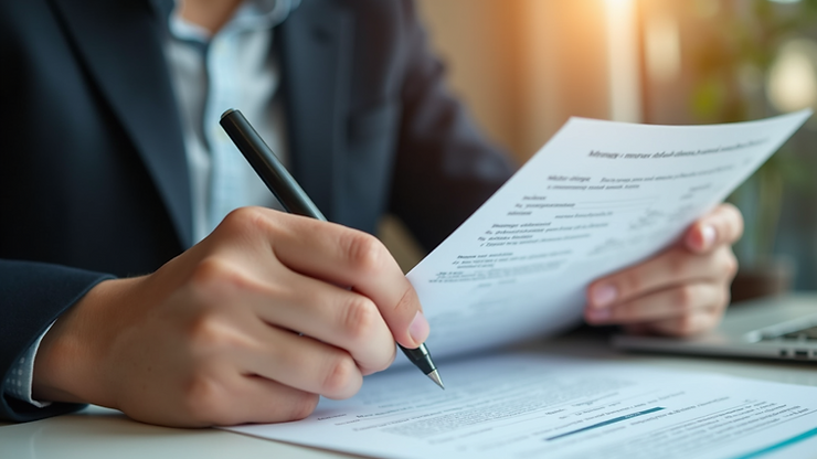 Close-up view of a student reviewing financial aid documents