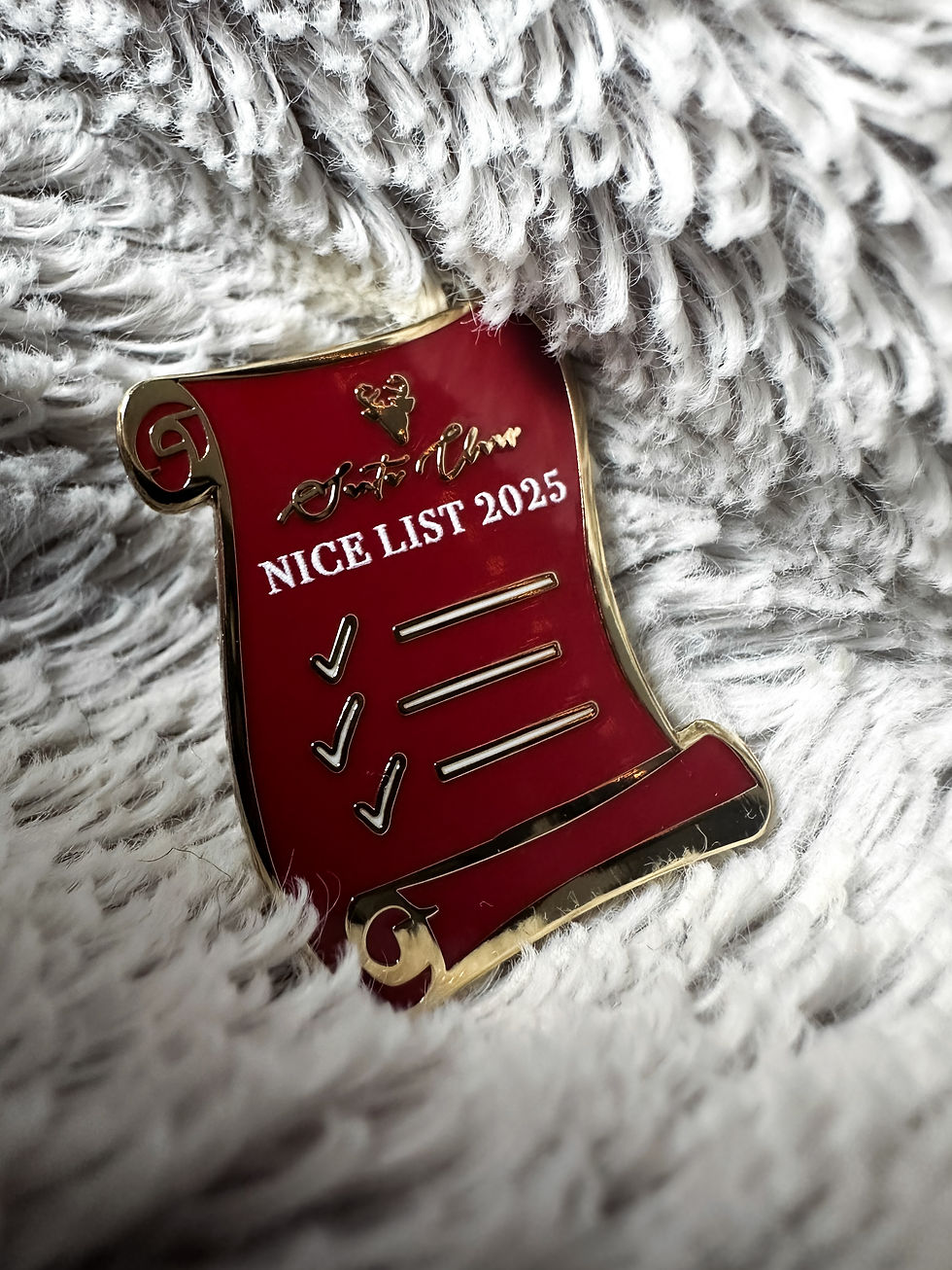 Luxury 'Nice List' Christmas Enamel Pin Badge