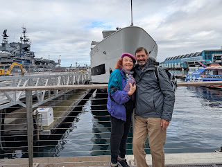 Christene "Cookie" Meyers and Bruce Keller on the whale trail about to board in San Diego Bay.
