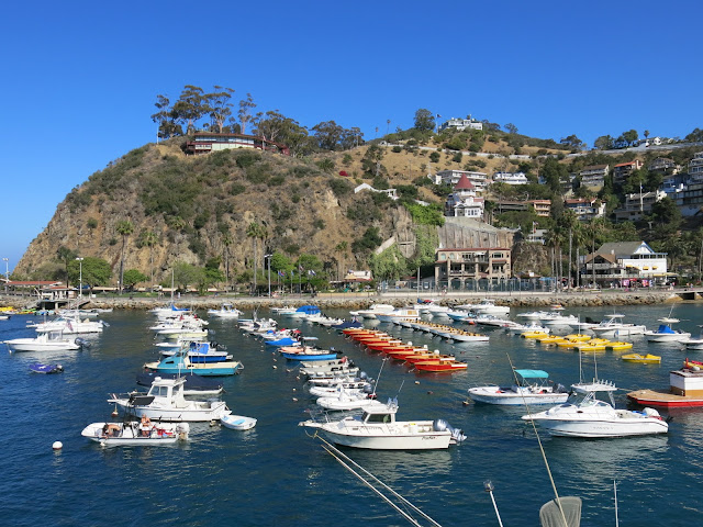The harbor at Avalon, the major village in Catalina, is a colorful place to park your boat.