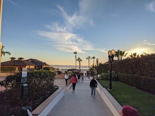 "Hotel Del" offers a charming seaside boardwalk.
