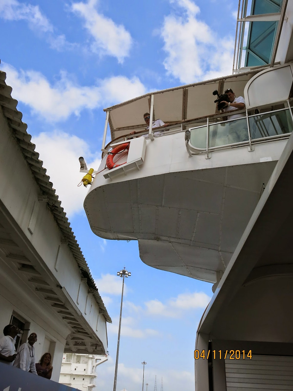 It's a tight squeeze aboard the Legend of the Seas, at Mira Flores