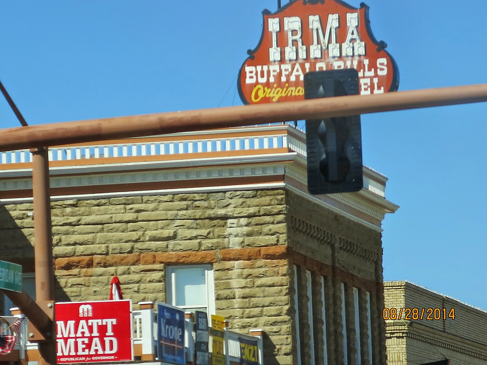 The Irma Hotel is a main street landmark with a famous bar