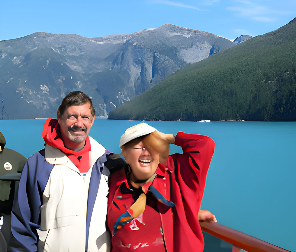 Keller and Cookie catch the wind two years ago in Alaska, viewing whales. Alaska and Florida are suing the CDC for its decision to halt cruising to their ports.