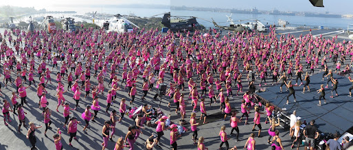 Jazzercise dancers on the USS Midway in San Diego