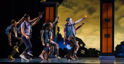 "Freaky Friday" ensemble at La Jolla Playhouse. Thumbs, pointer fingers up.
