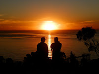 A breathtaking sunset before the latest fires near Lake Tahoe draws the eye to the lake and surrounding woods, now in a blaze of fire and smoke.