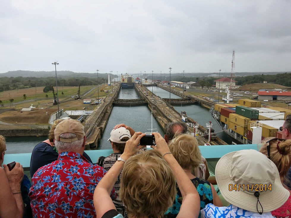The thrill of transiting oceans through the locks attracts tourists worldwide, here aboard Royal Caribbean's Legend of the Seas