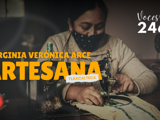 artesana bordando una prenda tipica