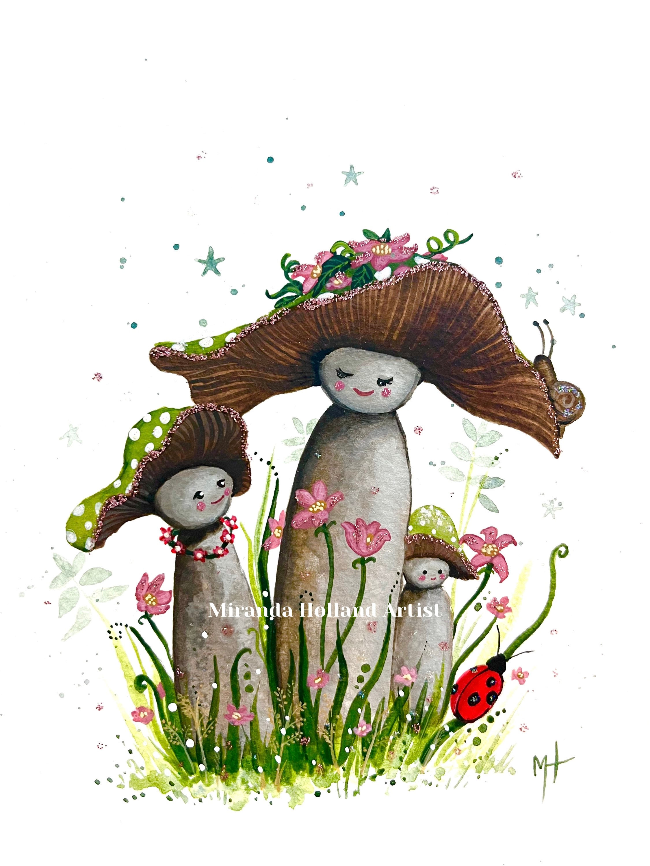 ‘Toadstool Family’ Framed Original Painting