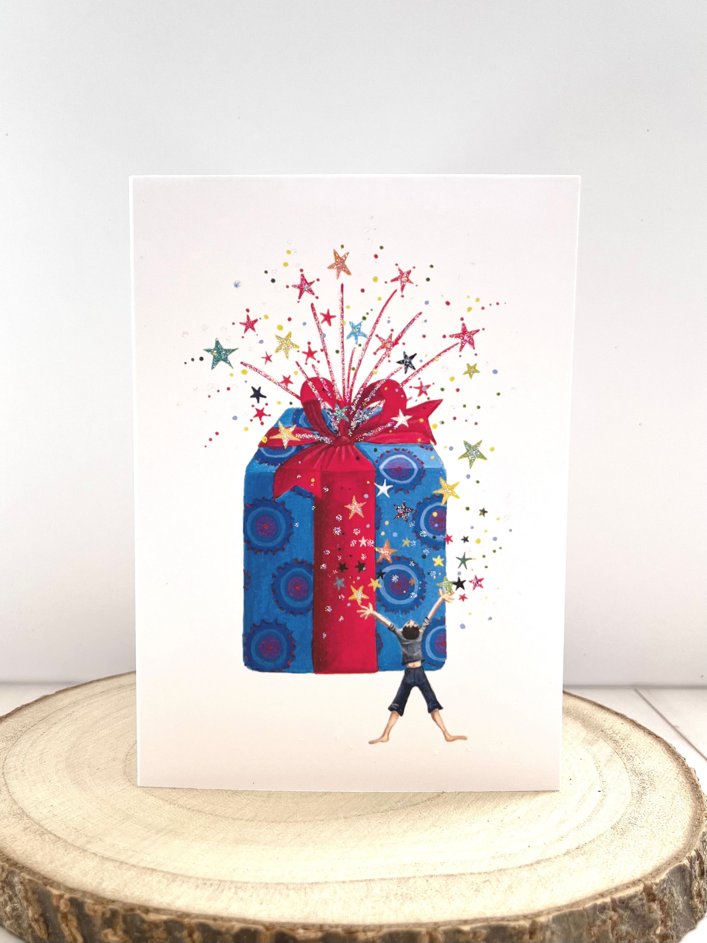 Blue Present - Birthday Card