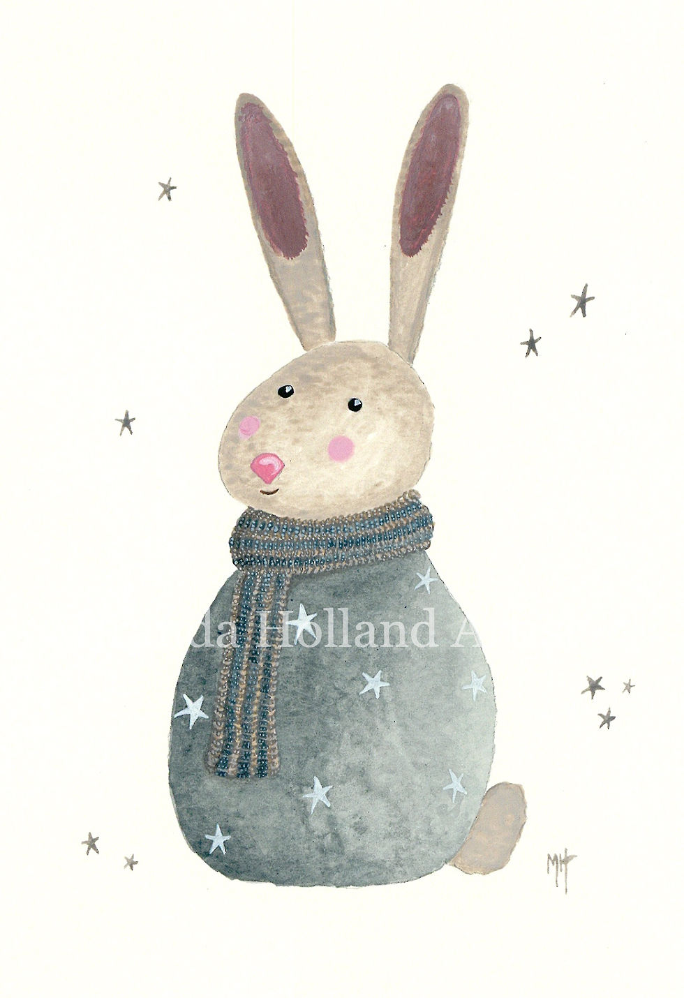 Thumbnail: Starry Blue Bunny (Signed Giclée Fine Art Print)