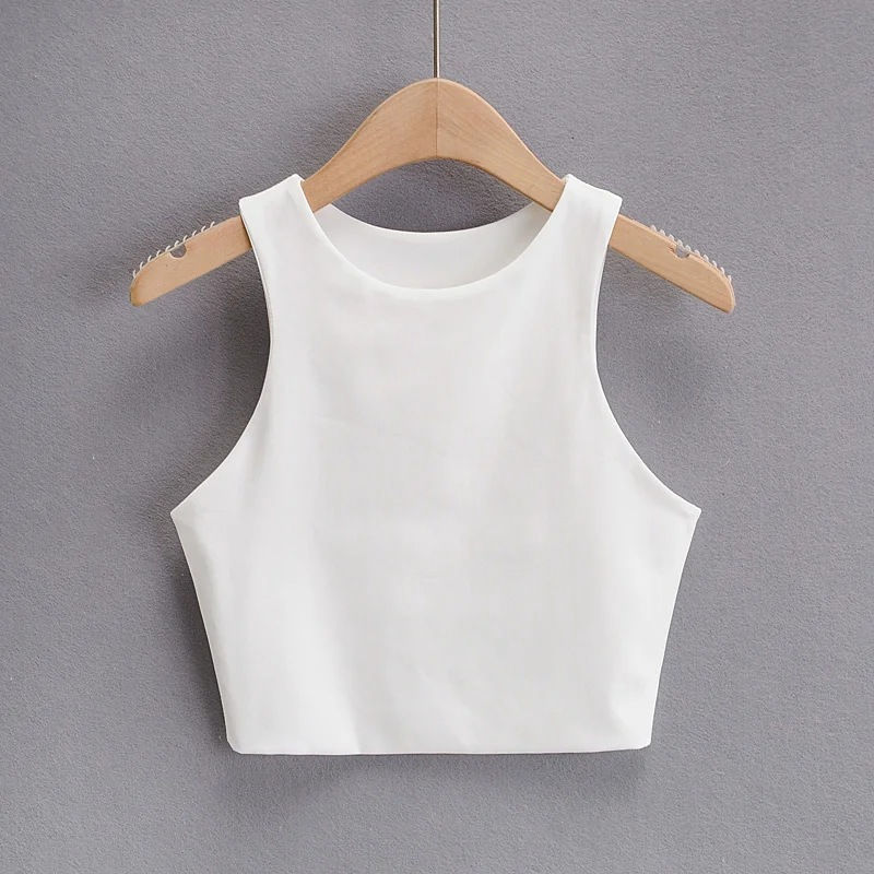 Thumbnail: Women's Slim Fit Double Layer Nylon Tank Top - Round Neck Sleeveless Summer Cami