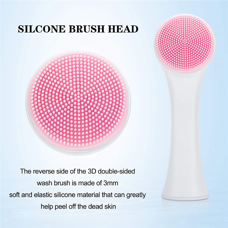 Thumbnail: 3D Double-Sided Silicone Facial Cleansing Brush - Manual Face Wash Brush with So