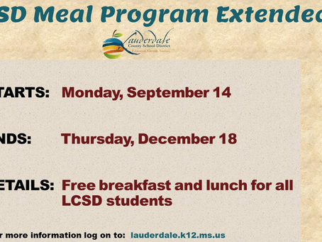 Lauderdale County School District free meals extended