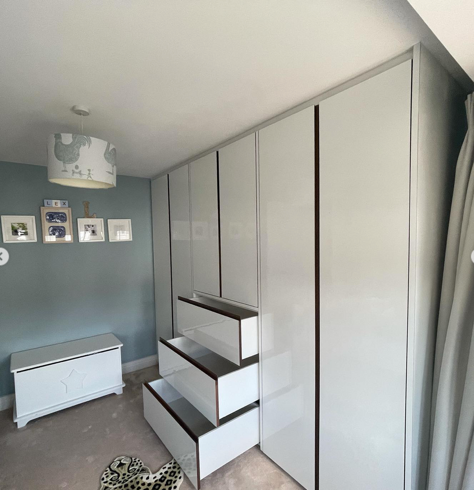 White Gloss Wardrobe with Black Detail