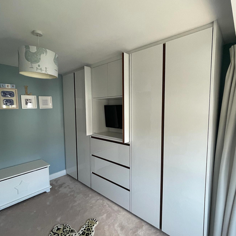 White Gloss Wardrobe with Black Detail