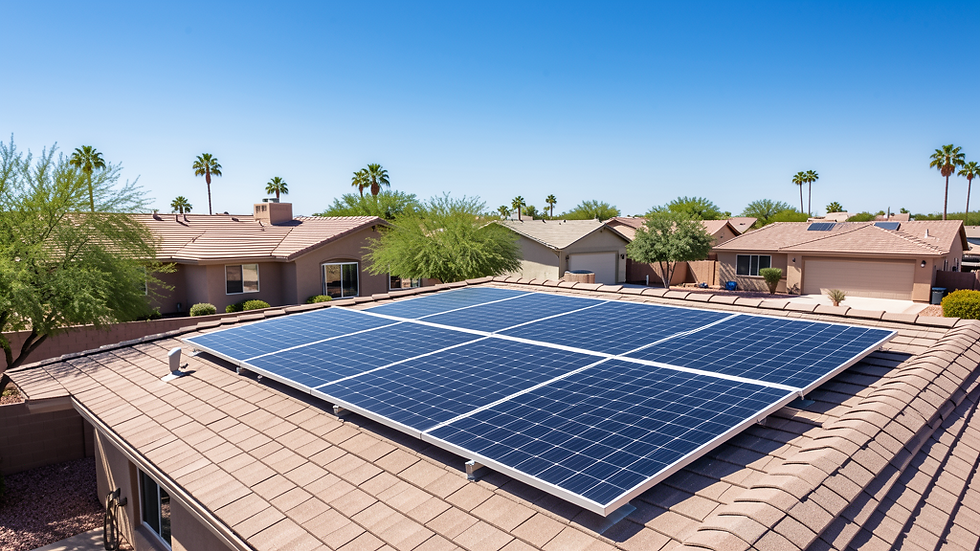 Panasonic EverVolt and Q CELLS solar panels side by side on an Arizona residential rooftop in summer heat