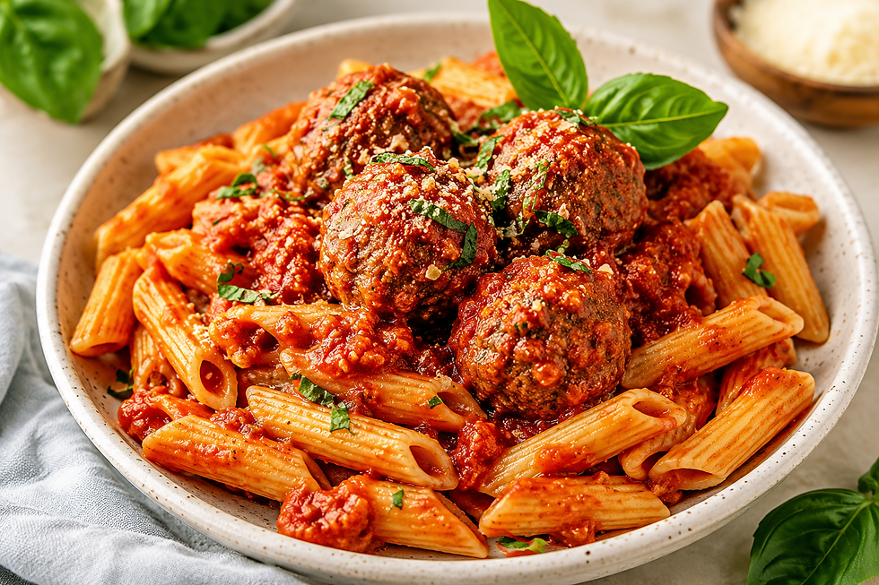 Gluten free pasta and meatballs for an easy dairy free dinner