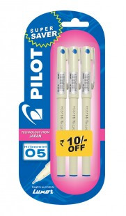 Pilot Hi-Techpoint 05 Super Value(Pack of 3 Blue Pen)
