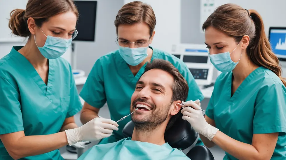 Dental team assisting patients