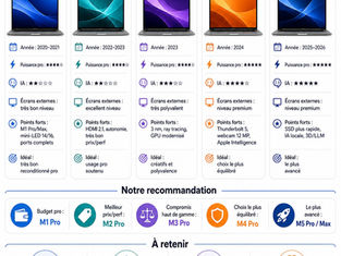 Comparatif MacBook Pro M1 M2 M3 M4 M5
