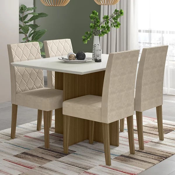 Conjunto Mesa Quadrada 4 Cadeiras Poliman