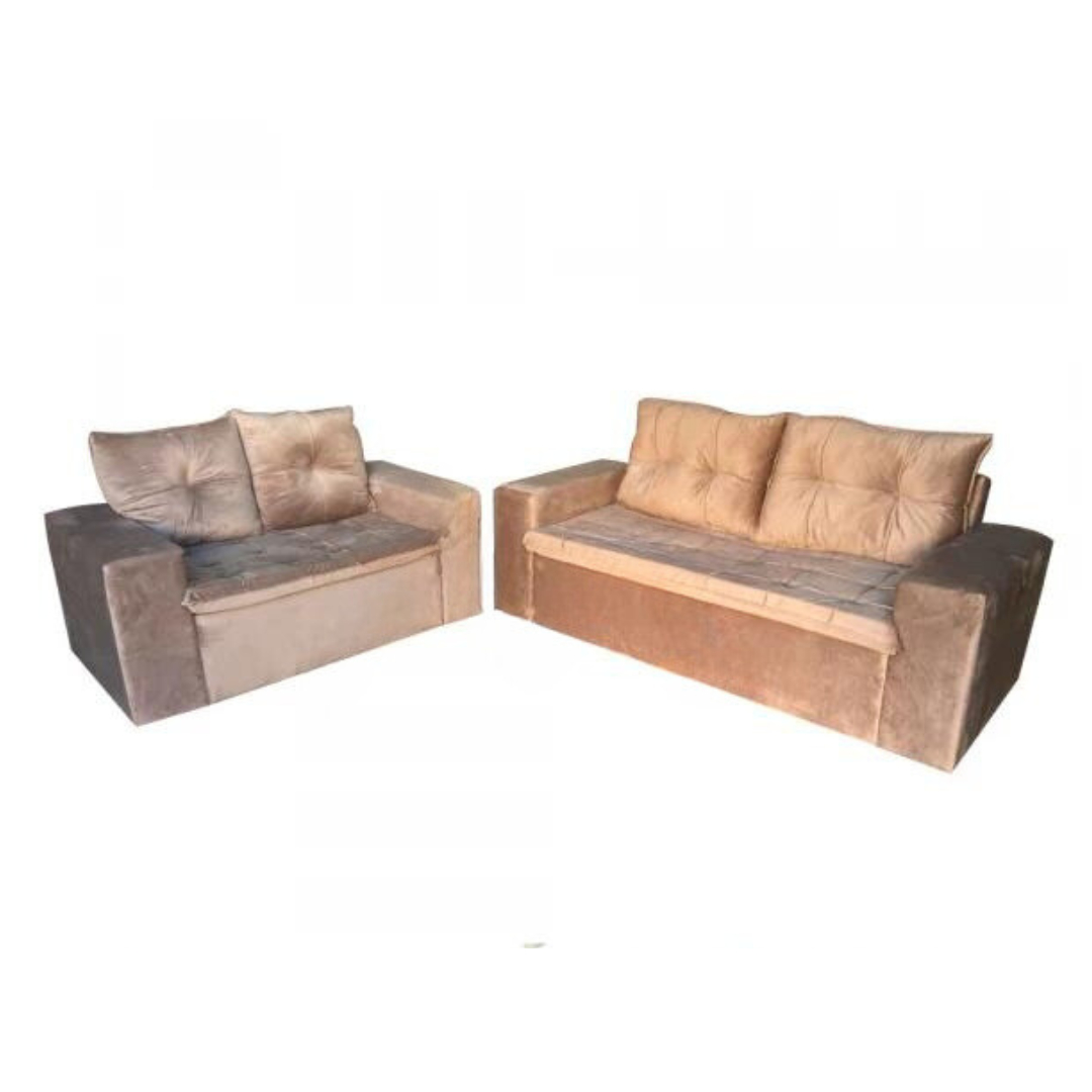 Conjunto Sofás 2/3 Lugares Destack Genebra Bege