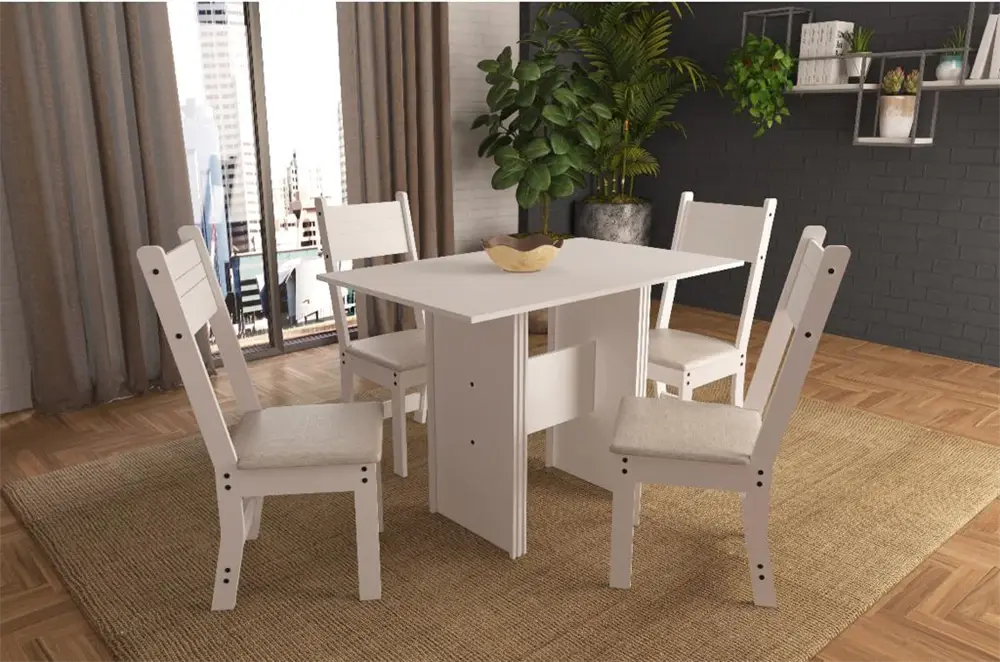 Conjunto Mesa 4 Cadeiras Luiza Branco