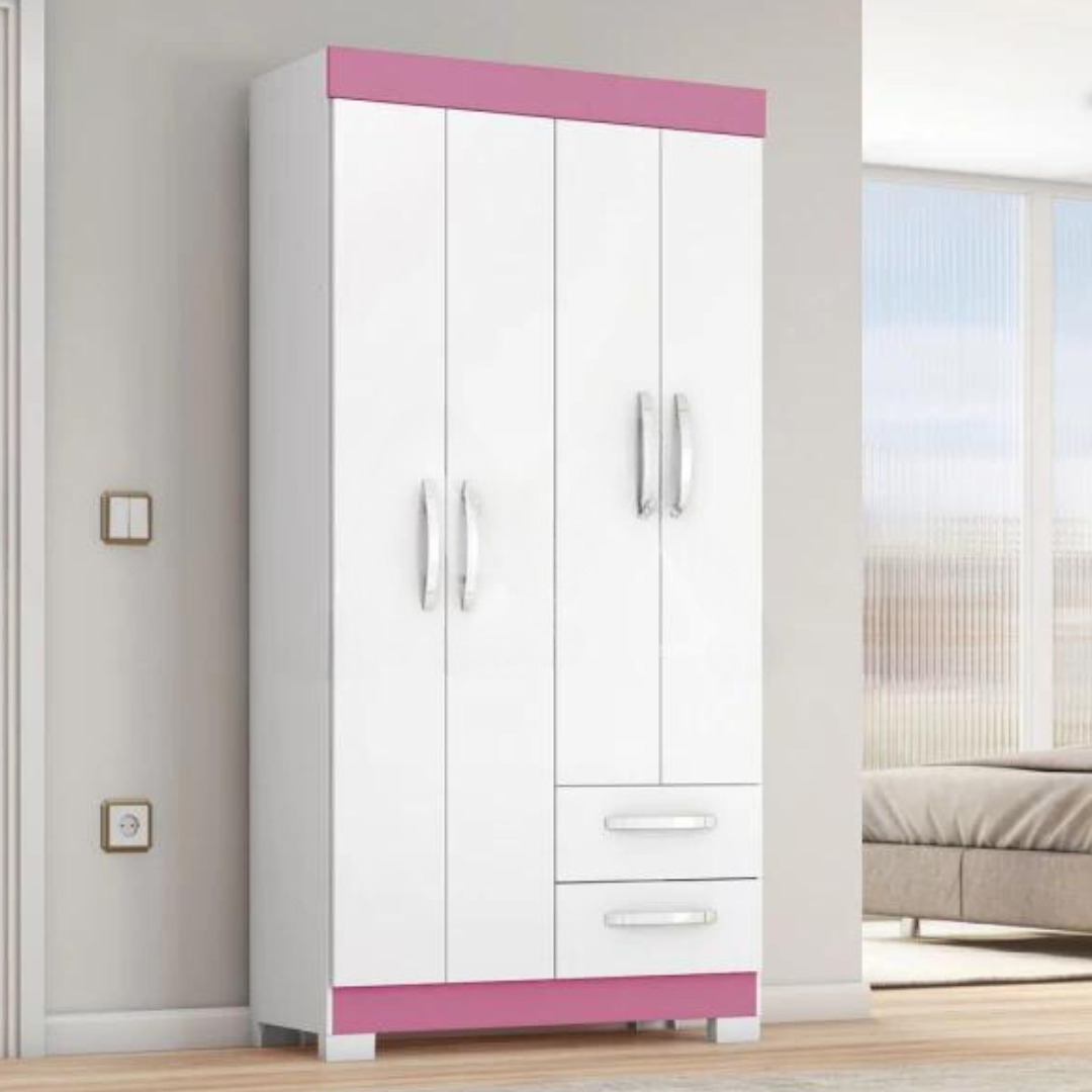 Guarda Roupa Notável NT6010 Branco/Pink Flex