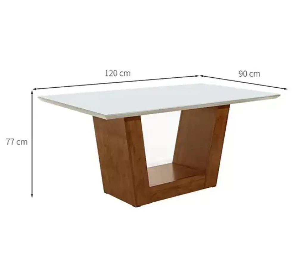 Miniatura: Conjunto de Mesa 120x90 4 Cadeiras Canela Rustbege Tampo de Vidro - Art Panta