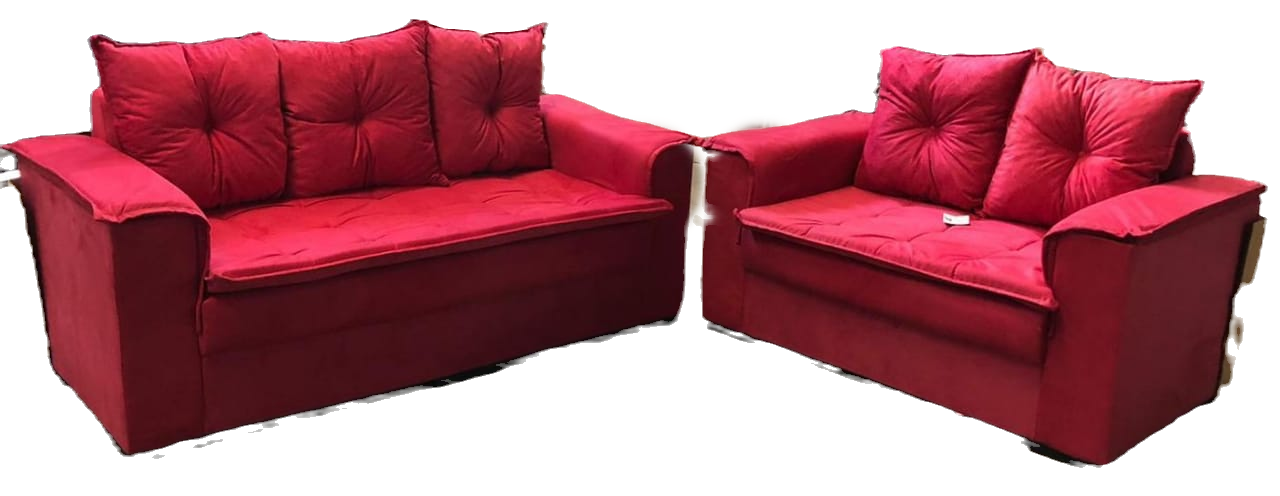 Conjunto 2/3 Lugares Delta com Almofadas Vinho