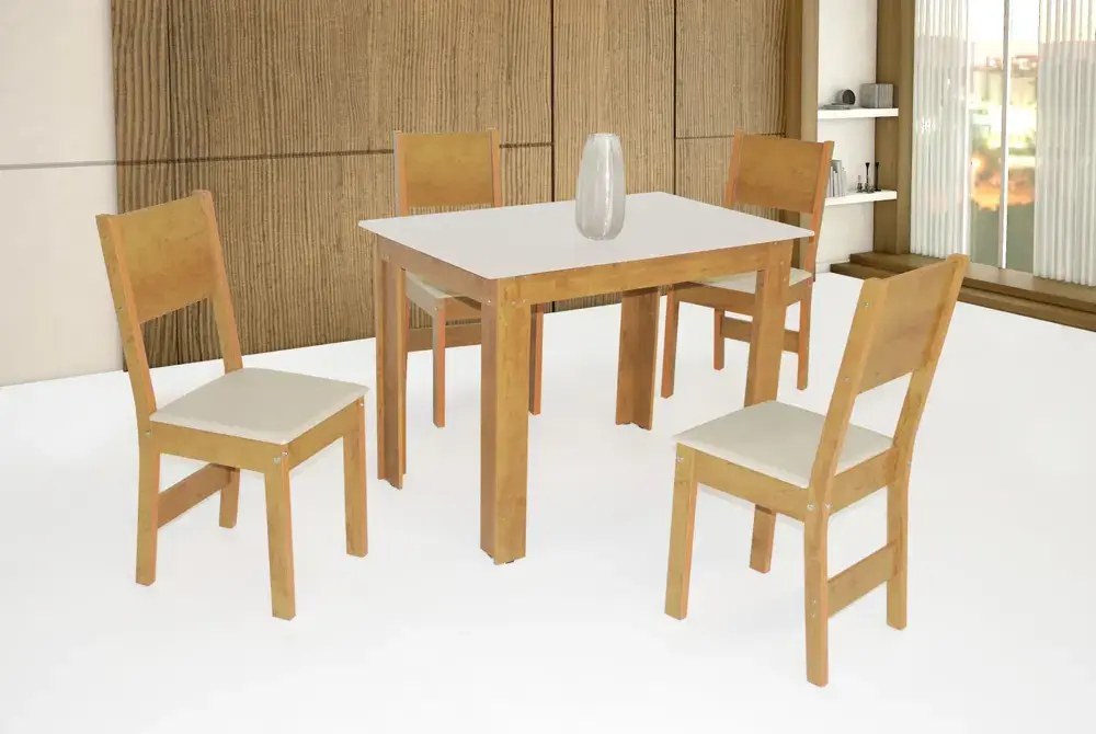 Conjunto São Carlos Mesa 4 Cadeiras Milena Freijo/Off White